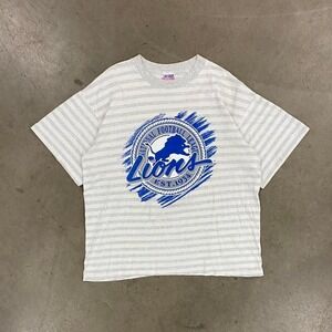 Vintage Detroit Lions NFL Trench USA Football Striped 90s T-Shirt Size XL